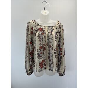 FUN & FLIRT BLOUSE Semi-Sheer Small Polyester Pullover Long Sleeves EUC